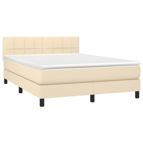 vidaXL Boxspringbett mit Matratze Creme 140x190 cm Stoff