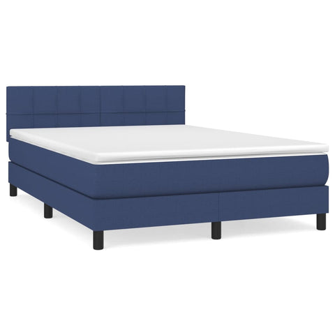 vidaXL Boxspringbett mit Matratze Blau 140x190 cm Stoff