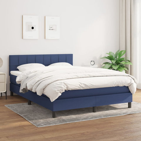 vidaXL Boxspringbett mit Matratze Blau 140x190 cm Stoff