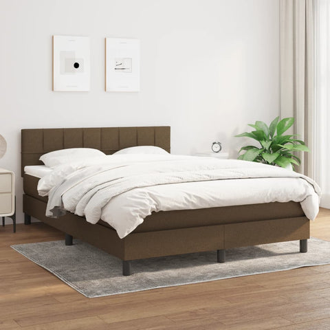 vidaXL Boxspringbett mit Matratze Dunkelbraun 140x200 cm Stoff