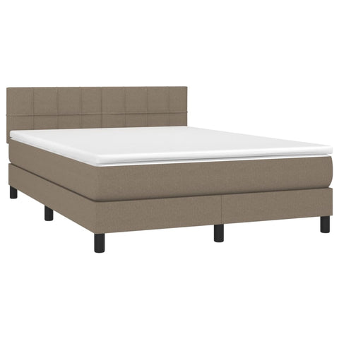 vidaXL Boxspringbett mit Matratze Taupe 140x200 cm Stoff