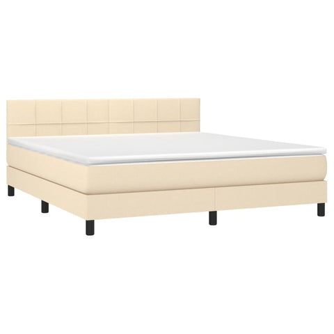 vidaXL Boxspringbett mit Matratze Creme 160x200 cm Stoff