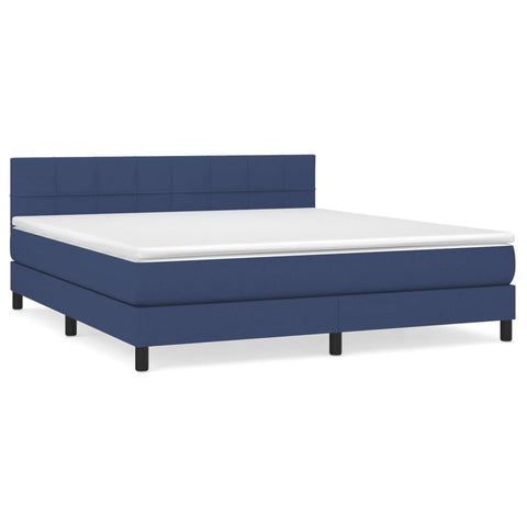 vidaXL Boxspringbett mit Matratze Blau 160x200 cm Stoff