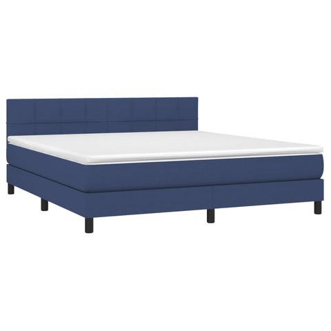 vidaXL Boxspringbett mit Matratze Blau 160x200 cm Stoff