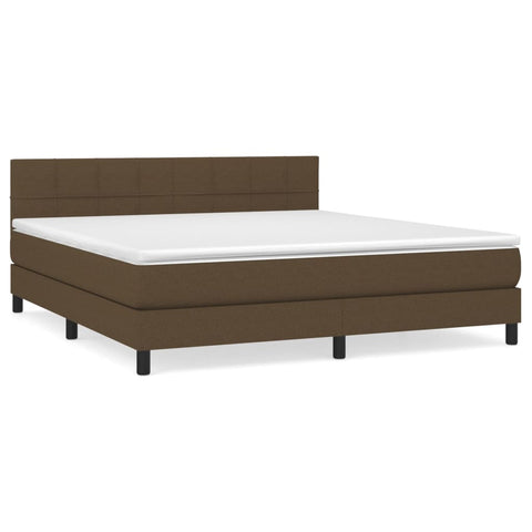 vidaXL Boxspringbett mit Matratze Dunkelbraun 180x200 cm Stoff