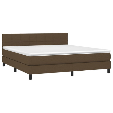 vidaXL Boxspringbett mit Matratze Dunkelbraun 180x200 cm Stoff