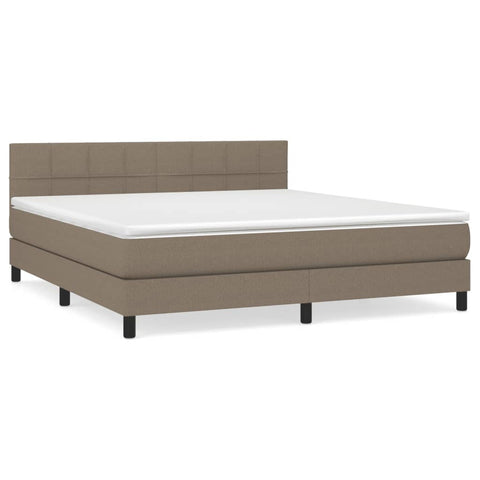 vidaXL Boxspringbett mit Matratze Taupe 180x200 cm Stoff