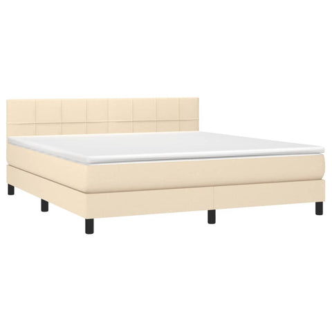 vidaXL Boxspringbett mit Matratze Creme 180x200 cm Stoff