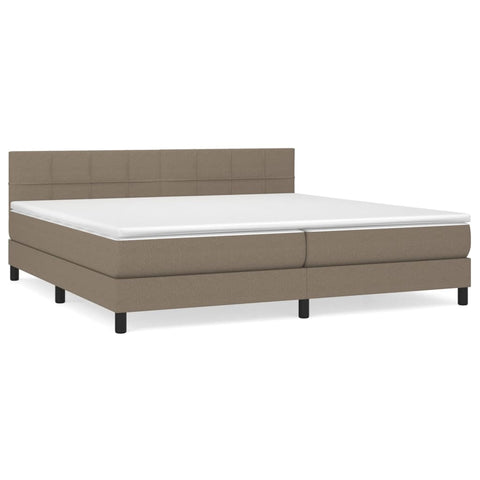 vidaXL Boxspringbett mit Matratze Taupe 200x200 cm Stoff