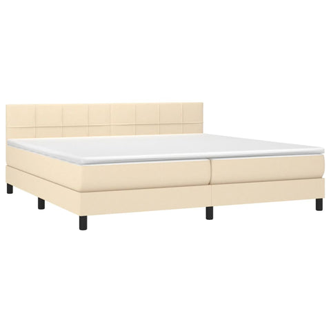 vidaXL Boxspringbett mit Matratze Creme 200x200 cm Stoff