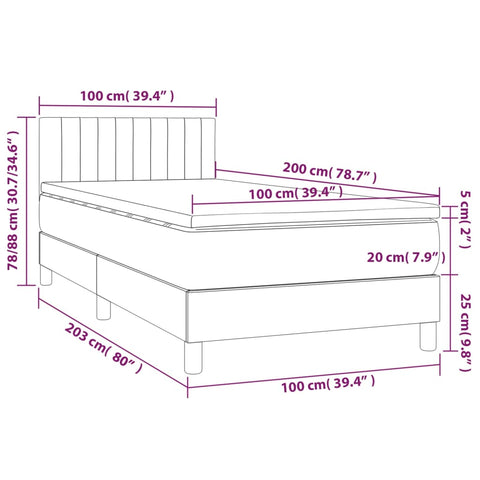 vidaXL Boxspringbett mit Matratze Grün 100x200 cm Stoff