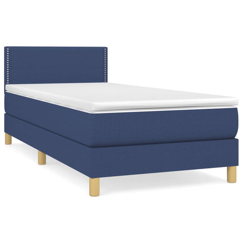 vidaXL Boxspringbett mit Matratze Blau 90x190 cm Stoff