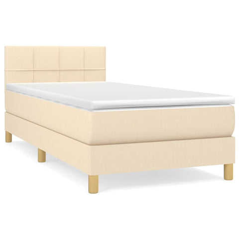 vidaXL Boxspringbett mit Matratze Creme 90x190 cm Stoff