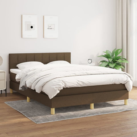 vidaXL Boxspringbett mit Matratze Dunkelbraun 140x190 cm Stoff