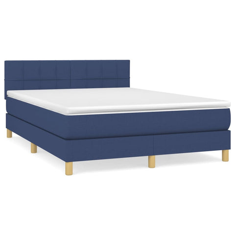 vidaXL Boxspringbett mit Matratze Blau 140x190 cm Stoff