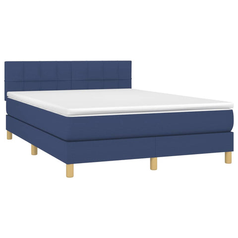 vidaXL Boxspringbett mit Matratze Blau 140x190 cm Stoff