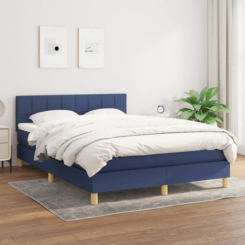 vidaXL Boxspringbett mit Matratze Blau 140x190 cm Stoff