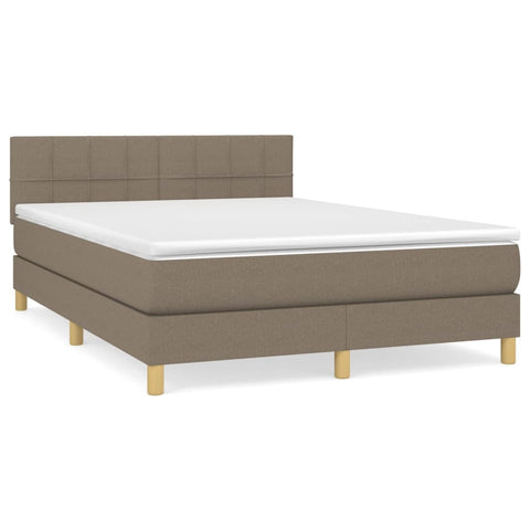 vidaXL Boxspringbett mit Matratze Taupe 140x200 cm Stoff