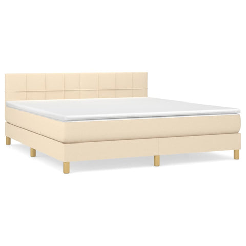 vidaXL Boxspringbett mit Matratze Creme 160x200 cm Stoff