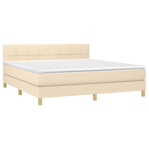 vidaXL Boxspringbett mit Matratze Creme 160x200 cm Stoff