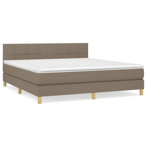 vidaXL Boxspringbett mit Matratze Taupe 180x200 cm Stoff