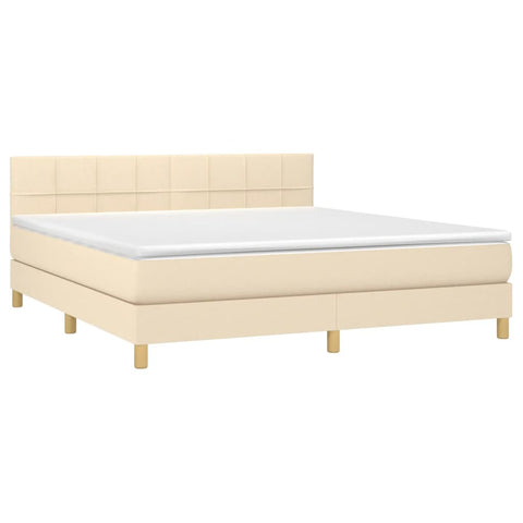 vidaXL Boxspringbett mit Matratze Creme 180x200 cm Stoff