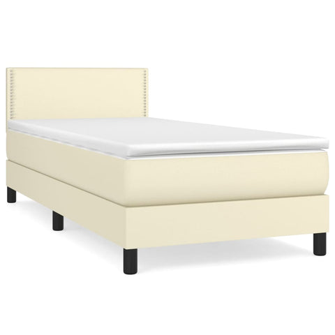 Boxspringbett mit Matratze Creme 90x200 cm Kunstleder