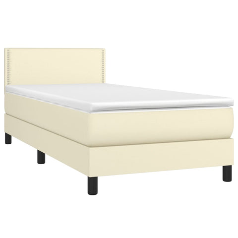 Boxspringbett mit Matratze Creme 90x200 cm Kunstleder