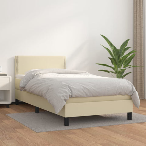 Boxspringbett mit Matratze Creme 90x200 cm Kunstleder