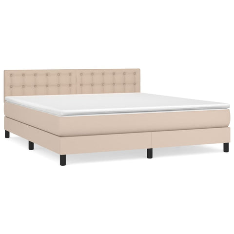 vidaXL Boxspringbett Matratze Cappuccino-Braun 180x200 cm Kunstleder