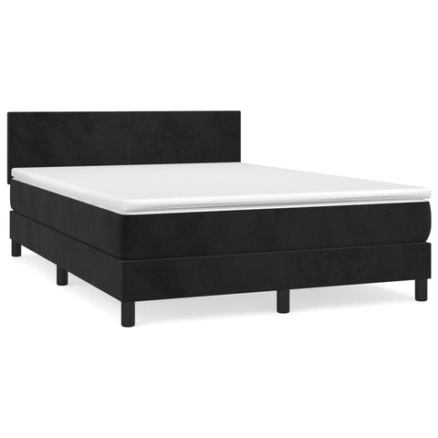 Boxspringbett mit Matratze Schwarz 140x200 cm Samt