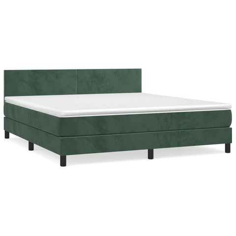 vidaXL Boxspringbett mit Matratze Dunkelgrün 160x200 cm Samt