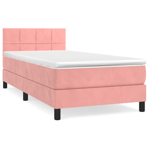 vidaXL Boxspringbett mit Matratze Rosa 90x190 cm Samt