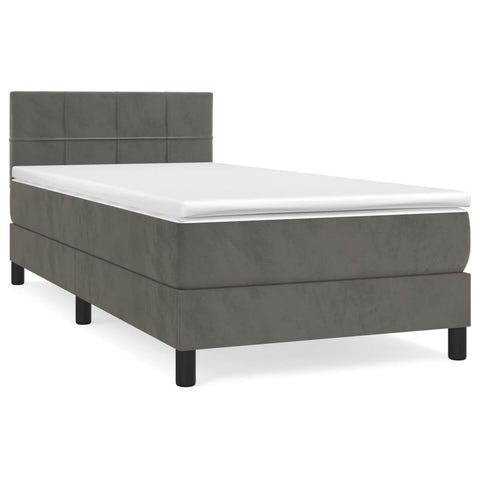 vidaXL Boxspringbett mit Matratze Dunkelgrau 100x200 cm Samt