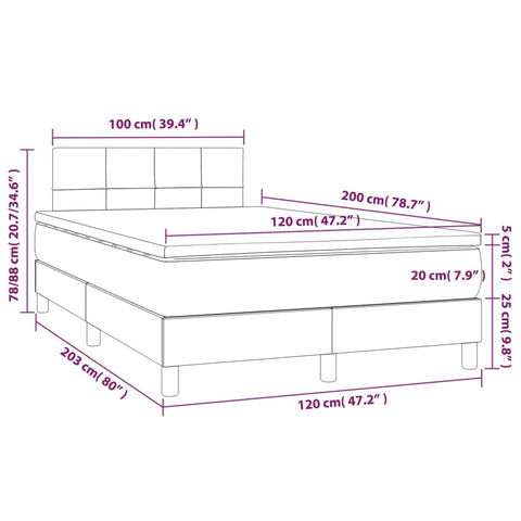 vidaXL Boxspringbett mit Matratze Schwarz 120x200 cm Samt