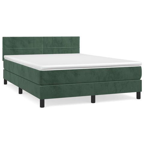 vidaXL Boxspringbett mit Matratze Dunkelgrün 140x190 cm Samt