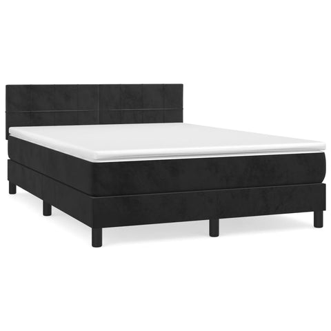 vidaXL Boxspringbett mit Matratze Schwarz 140x200 cm Samt