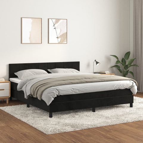 vidaXL Boxspringbett mit Matratze Schwarz 160x200 cm Samt