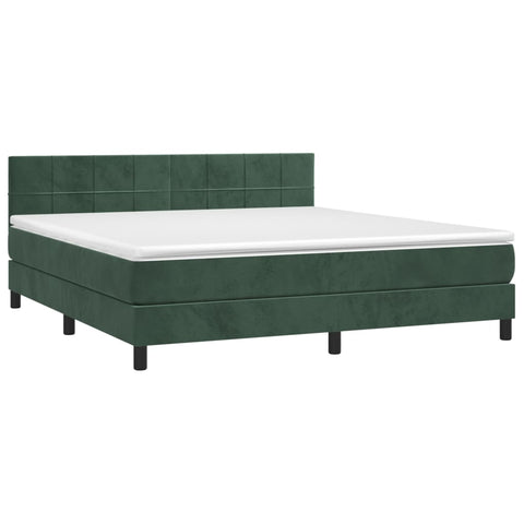 vidaXL Boxspringbett mit Matratze Dunkelgrün 160x200 cm Samt