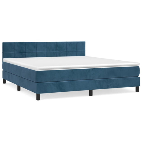 vidaXL Boxspringbett mit Matratze Dunkelblau 160x200 cm Samt