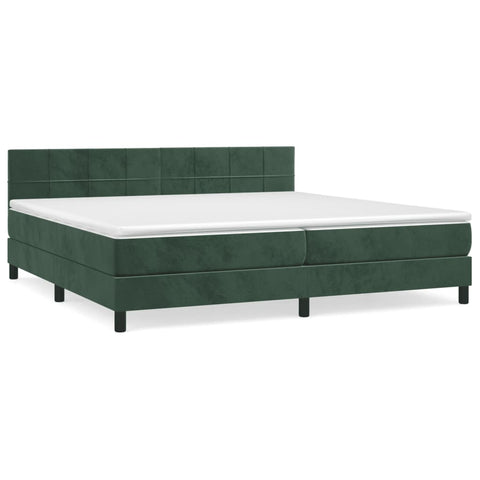 vidaXL Boxspringbett mit Matratze Dunkelgrün 200x200 cm Samt