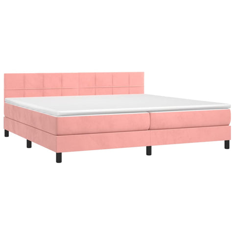 vidaXL Boxspringbett mit Matratze Rosa 200x200 cm Samt