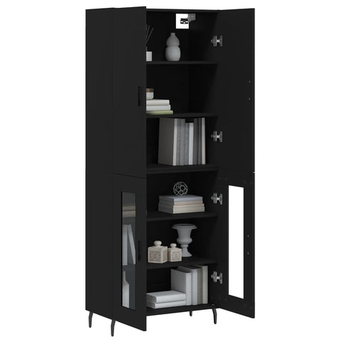 vidaXL Highboard Schwarz 69,5x34x180 cm Holzwerkstoff