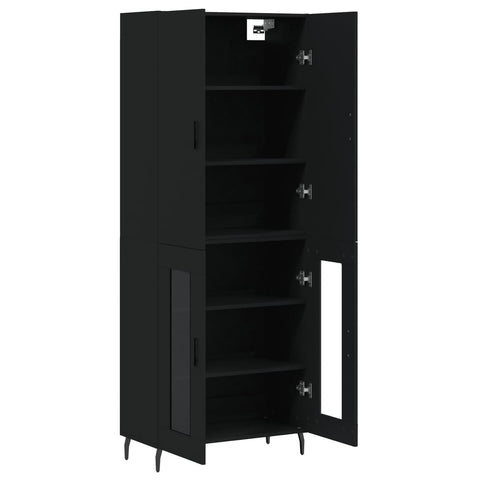 vidaXL Highboard Schwarz 69,5x34x180 cm Holzwerkstoff