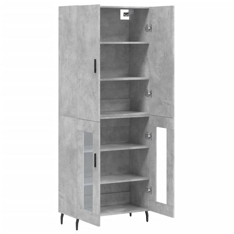 vidaXL Highboard Betongrau 69,5x34x180 cm Holzwerkstoff