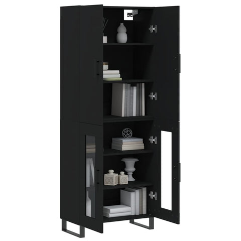 vidaXL Highboard Schwarz 69,5x34x180 cm Holzwerkstoff