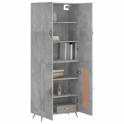 vidaXL Highboard Betongrau 69,5x34x180 cm Holzwerkstoff