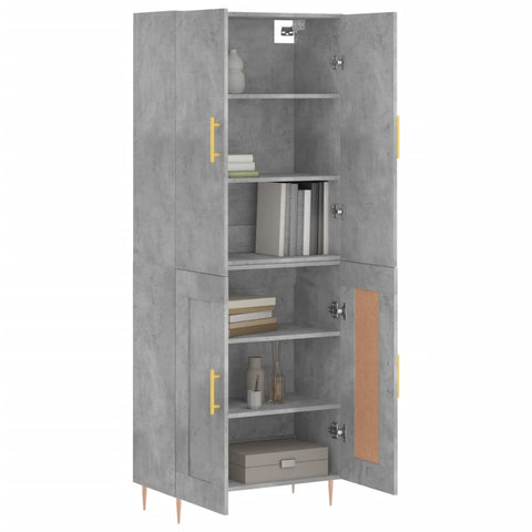 vidaXL Highboard Betongrau 69,5x34x180 cm Holzwerkstoff