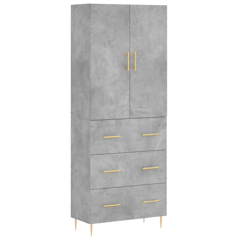 vidaXL Highboard Betongrau 69,5x34x180 cm Holzwerkstoff