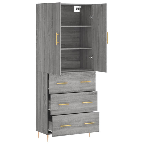 vidaXL Highboard Grau Sonoma 69,5x34x180 cm Holzwerkstoff